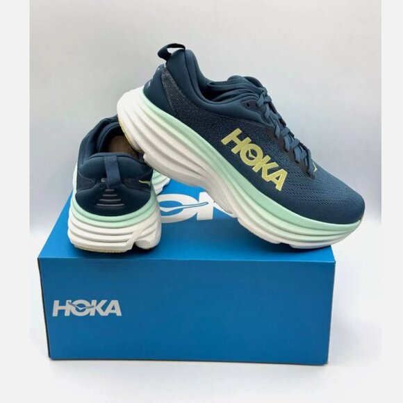 Men's HOKA Bondi 8  - Color: Midnight Ocean Bluesteel - NEW NEW NEW - Picture 4 of 5